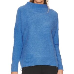 VINCE Plush Boiled Cashmere Funnel Neck Sweater Palisade Blue Size Small